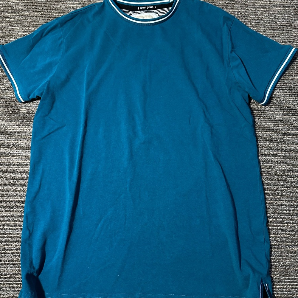 Blue Short Sleeve Tee with Sporty Trim